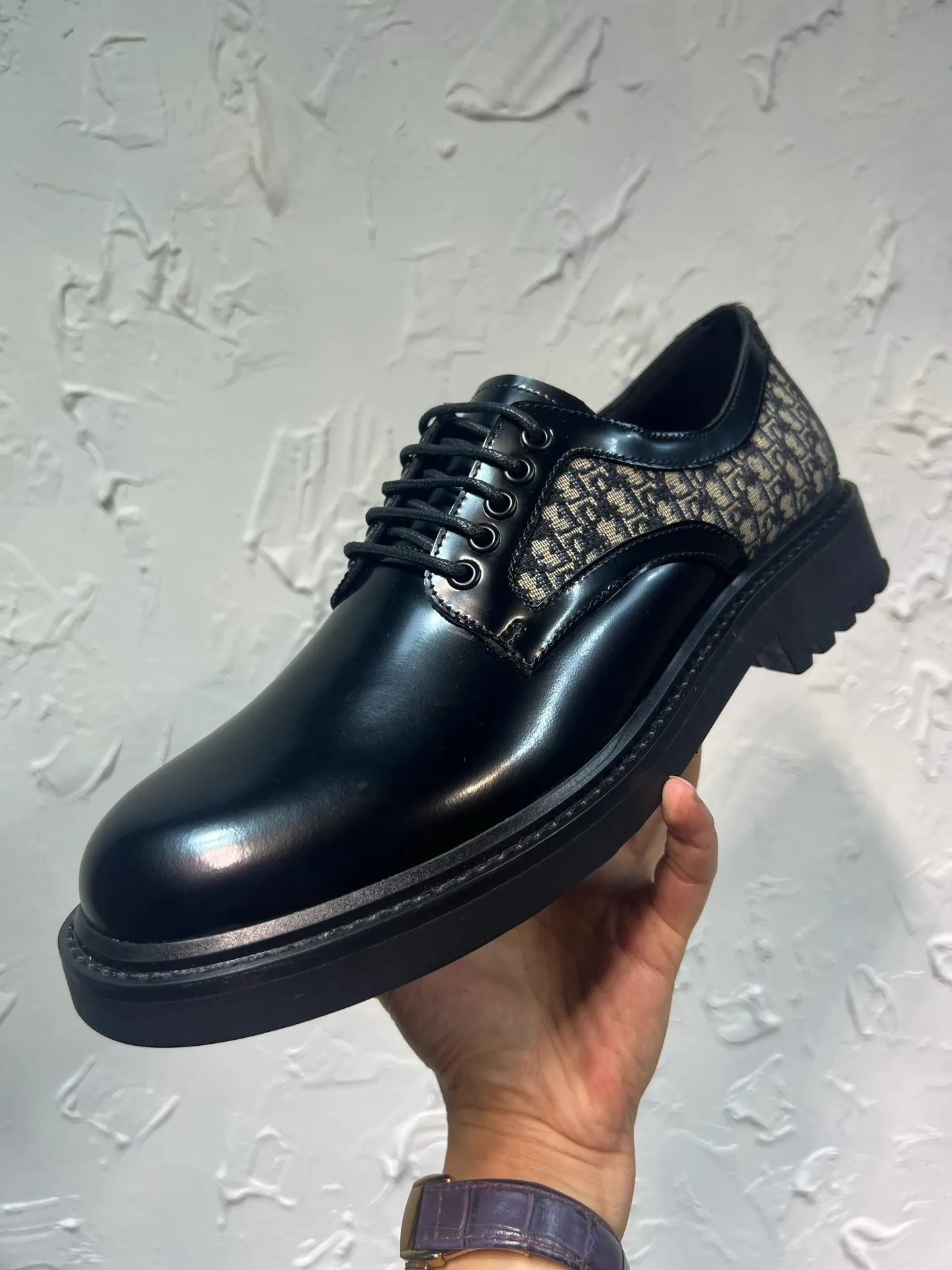 Men's shoes 💰780💰 🔥🔥🔥3990 The latest Dior/Dior men's logo leather shoes, lace-up GRANVILLE moccasin loafers, original version developed one to one, imported cowhide open edge beads on the surface, cowhide lining, complete packaging code number 39-46